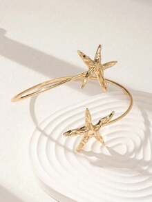 1 pieza Accesorio de brazalete de estrella de mar de estilo de vacaciones de verano para mujer - Dorado - Ver 2