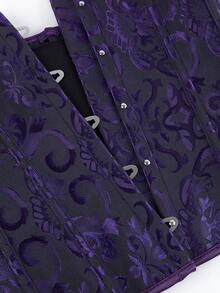 Áo corset cổ điển bằng vải jacquard dành cho nữ, đai nịt eo, đồ định hình vóc dáng, thích hợp cho lễ Halloween. - Màu tím - Xem 7