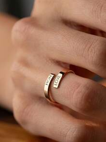 Nhẫn đôi khắc tên theo yêu cầu, nhẫn khắc tên, nhẫn đôi điều chỉnh được dành cho bạn thân, nhẫn đôi thanh lịch, nhẫn đôi có khắc tên, nhẫn đeo xếp chồng. - Nhiều màu - Xem 4