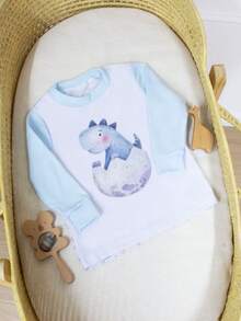Children's Pajamas For Boys, Girls, And Unisex, In Cotton Fabric. 2-Piece Pajama Set, Long Sleeves, Pants With Elastic Waistband, Comfortable, Sizes 1 To 4 Years, Cute Print. - 淺藍色 - 查看 6