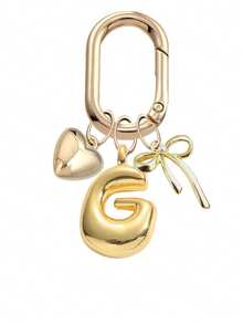 金色泡泡字母 A-Z 钥匙扣,可爱字母吊坠配心形蝴蝶结,闪亮金属字母钥匙扣,个性化包包挂饰,手提包背包钥匙圈配件,适合日常使用、旅行、上学、购物,送给女孩、青少年、女性、朋友的礼物,非常适合情人节、生日、圣诞节、节日 - 彩色 - 查看 26