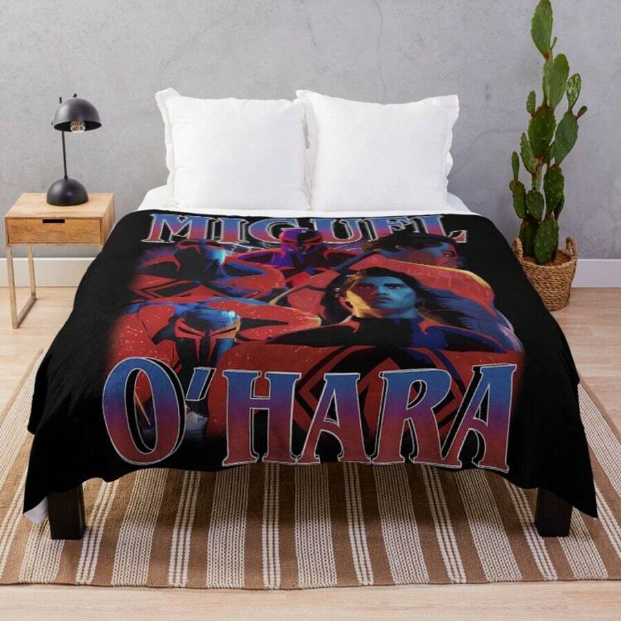 The Spiderverse 2099 Miguel OHara Across The Spider Verse Spidermans,Spidermens, Spiderverse,Superhero Throw Blanket - 白色 - 查看 1