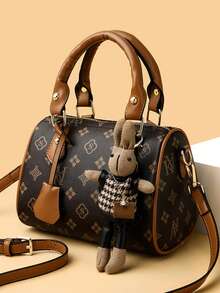 Fashionable New Design Elegant Handbag, High-Quality Minimalist Retro Rabbit Decor Shoulder Crossbody Tote Bag - Coffee - View 4