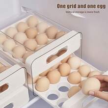 Egg Storage Container For Refrigerator,32 Egg Holder For Fridge,Large Capacity Egg Organizer For Refrigerator,Stackable Container Tray - [Trắng ngọc trai - Hai lớp] - Cơ bản - Xem 1