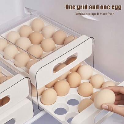 Egg Storage Container For Refrigerator,32 Egg Holder For Fridge,Large Capacity Egg Organizer For Refrigerator,Stackable Container Tray