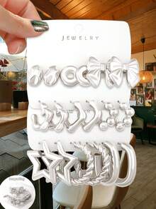 Betykuku 9pairs Fashionable European & American Style Gold Tone Stud Earrings Set, Daily & Party Wear Jewelry Gift For Women & Girls - Gold - View 19