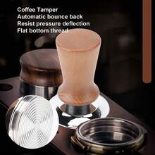 Stainless Steel Coffee Tamper With Solid Wood Handle - 51mm Flat Bottom Pressing Tool For Home And Cafes - Apricot - View 4