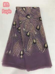 5 Yards/1 Yard Green African Mesh Lace Fabric, 2026 French Sequin Embroidered Handmade Beaded Nigerian Mesh Netting For Wedding Party - A - View 2