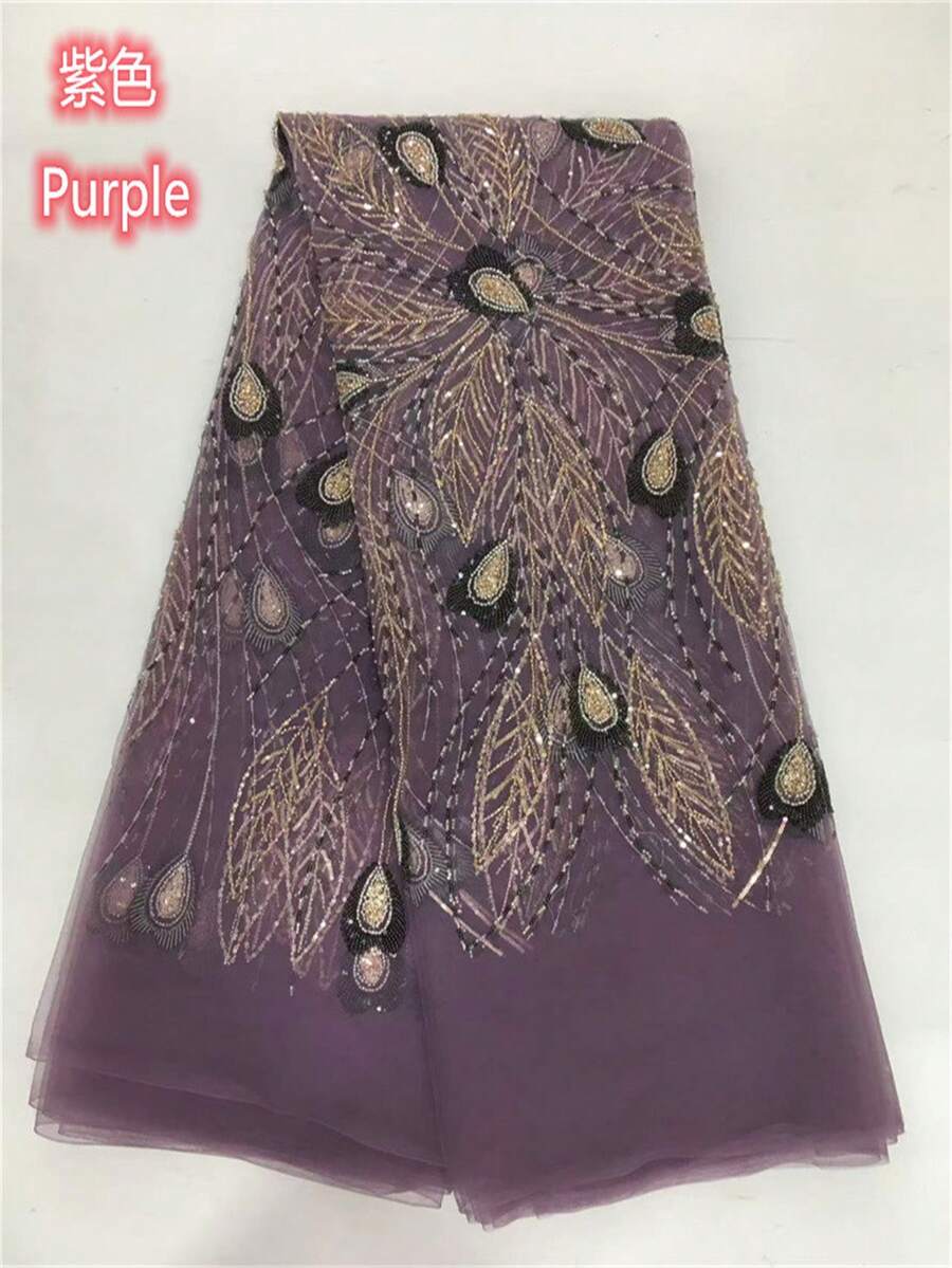 5 Yards/1 Yard Green African Mesh Lace Fabric, 2026 French Sequin Embroidered Handmade Beaded Nigerian Mesh Netting For Wedding Party