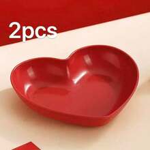 1pc Heart-Shaped Plastic Plate, Holiday Wedding Snack Plate, Cake Serving Plate, Bone Dish, Dessert, Fruit And Snack Plate, Suitable For Valentine's Day, New Year, Holiday Events, Weddings, Birthdays And Parties - Red - View 10