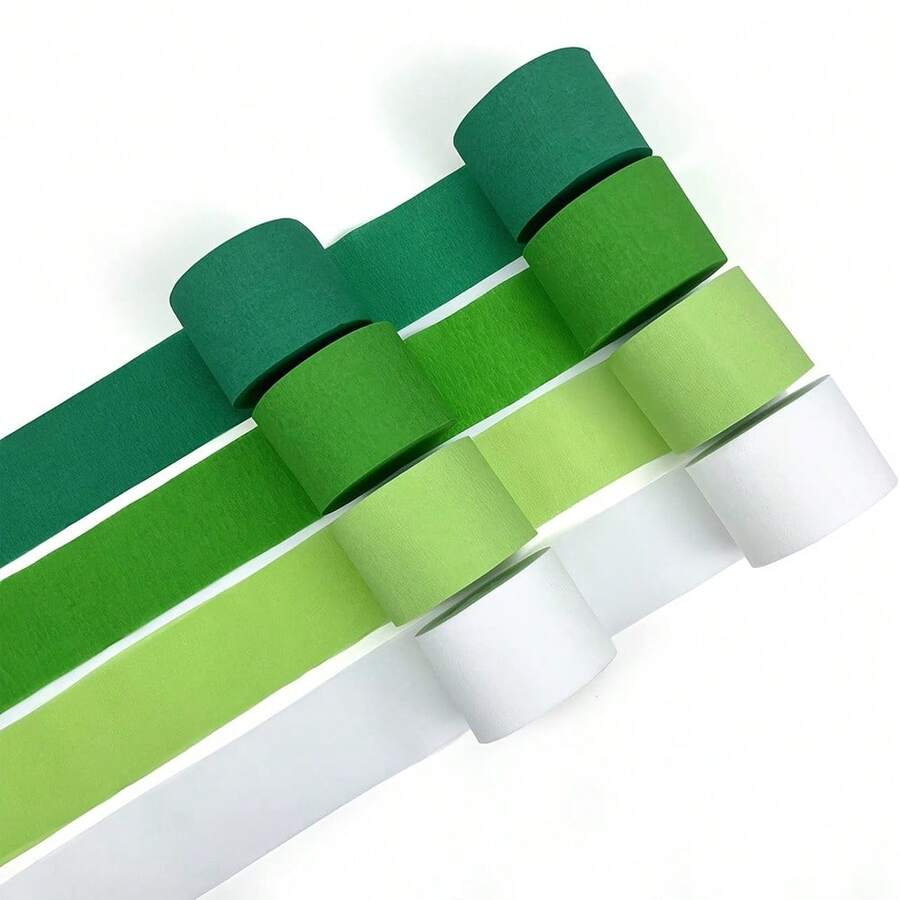 4 cuộn dây ruy băng giấy crepe màu xanh lá cây và trắng, dây trang trí tiệc Ngày Thánh Patrick, thích hợp cho sinh nhật mùa xuân/hè, đám cưới, quà tặng cô dâu, trang trí. - Nhiều màu - Xem 1