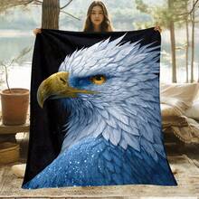 1pc White Eagle With Yellow Beak Used For Sofa, Bedroom, Living Room, Bed, Couch, Chair Soft And Warm Blanket-Lightweight Flannel, Adult Gifts For Family Or Friends, Camp, Travel Flannel Fabric Printing Blankets. - White - View 12