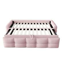 Upholstered Bed, Extendable Sofa Bed 90/180 X 190 Cm, Velvet Pouf, Single, Double, With Slatted Base, Multifunctional, Pink (Mattress Not Included) - Pink - View 10