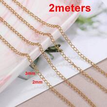 Rantai Perpanjangan Stainless Steel 2m, Tebal 2/3/4mm, Warna Emas, Untuk Pembuatan Perhiasan dan Kerajinan DIY - rantai - View 10