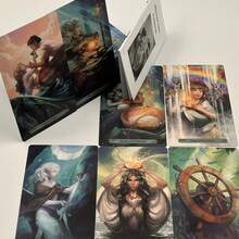 12*7厘米塔罗牌，附带指南手册，适合初学者，可用于娱乐派对、饮酒游戏，塔罗牌插图精美，充满奇幻艺术风格，卡片坚固耐用，边缘光滑，可用于占卜，也可作为灵性派对的主持人道具。 - 藍色 - 查看 5