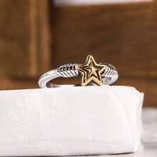 One Non-Fading Five-Pointed Star Series Stainless Steel Ring, Unisex Couple Rings, Tail Ring - Silver - View 8