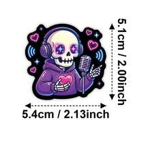 50张可爱霓虹骷髅涂鸦贴纸 - 色彩鲜艳的涂鸦、爱心和职业人物图案，防水乙烯基材质，可用于水瓶、笔记本电脑和滑板个性化装饰 - 彩色 - 查看 4