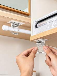 8pcs No Drill Window Curtain Rod , Self-Adhesive No Nail Curtain Rod Hooks, Adjustable Thickened Curtain Rod Hangers, Damage-Free Wall Installation Curtain Rod Holders, Suitable For Bathroom, Kitchen, Bedroom, Home, Hotel Windows And Doors, Strong Adhesive Curtain Rod Supports For Indoor And Outdoor Use - Multicolor - View 5