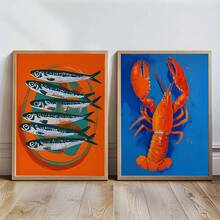 1/9件套混搭画廊墙饰，趣味动物图案，色彩缤纷的客厅墙画，个性十足的极繁主义可打印艺术品，帆布艺术墙画，房间海报，家居装饰，房间装饰项目，卧室，厨房，客厅，走廊装饰，可选画框 - 多色 - 查看 11