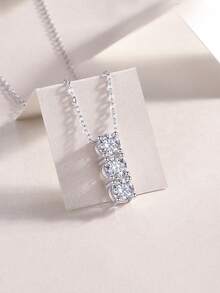 BLOVEMEE 1pc 925 Sterling Silver 1.5 Carat Moissanite Necklace, Suitable For Women's Daily Wear, Wedding Jewelry, Valentine's Day, Mother's Day, Birthday, New Year Gift - XL0033M - View 2