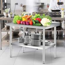 Mesa de Trabajo Multiusos Acero Inoxidable | Estante Regulable, Soporta 700 lbs | Perfecta para Organizar Cocina y Despensa en Hogar - 48 x 24 pulgadas - Ver 1