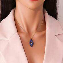 Freegrow 1件装立方氧化锆和天然石吊坠项链，不锈钢材质，适合女性日常佩戴 - 金色 - 查看 6