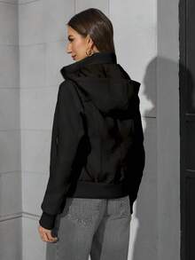 Giolshon Women's Casual Versatile Drawstring Jacket Perfect For Spring And Fall Closet - Black - View 3