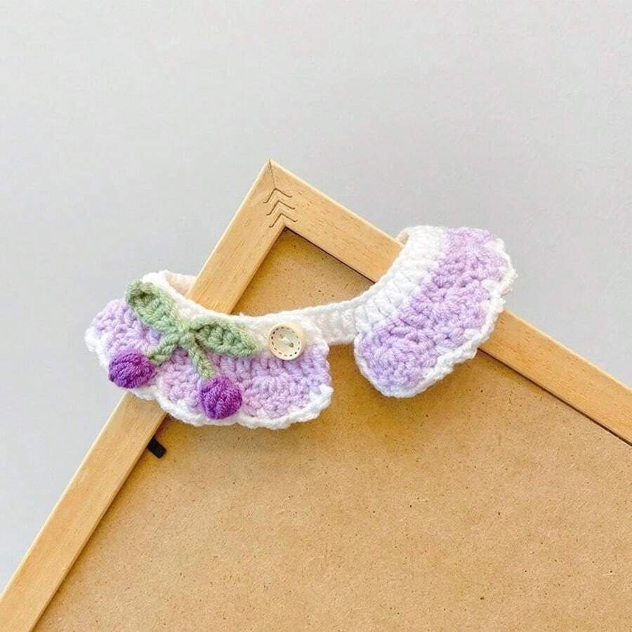 Handmade Cute Pet Scarf, Dog Accessory, Cherry Collar, Cat Scarf, Dog Bib, Crocheted Yarn, Soft And Adjustable Material - Multicolor - View 1