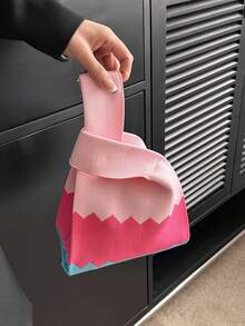 lulu kewen 女士条纹图案钩编打结包，单件装迷你钩编包，手提包，条纹图案针织钩编，透气轻便，可折叠口袋，适合放置手机、零钱、钥匙、雨伞、化妆品、口红、香水、书籍等 - 防污，敞口设计，时尚女士手提包 - 彩色 - 查看 10