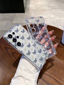 1pc Fashionable & Minimalist Star & Butterfly Pattern Transparent TPU Shock-Proof Phone Case, Suitable As Holiday Gift Compatible With Samsung S25, S24, S23, S22, A05 And Other Models - Multicolor - View 5