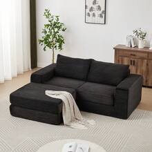Sofa Bed Set - Black + Corduroy + 2 Seat - View 1