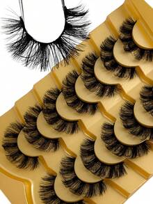 7 Pairs Volume Curly Full Strip Lashes Black Band Fluffy Wispy False Eyelashes Suitable For Daily Wear, Beginner-Friendly, Strip Lashes, Eyelashes, False Eyelashes - Fluffy Lashes - View 8