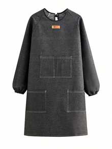 Denim Apron Soft - Unisex Bib Apron with multifunctional tool pocket - Negro - Ver 1