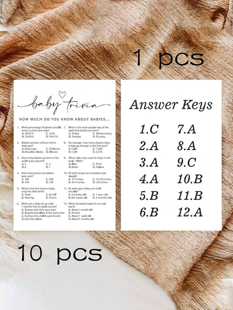 10/20张趣味迎婴派对游戏卡片，包含育儿知识问答、迎婴派对游戏和活动、趣味迎婴派对优惠券、性别揭晓游戏、独特迎婴派对卡片、圣诞主题 - 彩色 - 查看 12