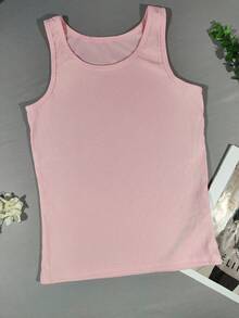 Versatile Pink Round Neck Sexy Minimalist Backless Camisole, Fitted Breathable Casual Sleeveless Top For Women - Pink - View 7