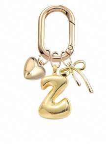 金色泡泡字母 A-Z 钥匙扣,可爱字母吊坠配心形蝴蝶结,闪亮金属字母钥匙扣,个性化包包挂饰,手提包背包钥匙圈配件,适合日常使用、旅行、上学、购物,送给女孩、青少年、女性、朋友的礼物,非常适合情人节、生日、圣诞节、节日 - 彩色 - 查看 35