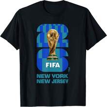 Womens Casual Cotton Round Neck Short Sleeve T-Shirt With  And World Cup Trophy Graphic Print For Fans - 黑色 - 查看 1