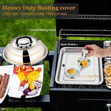 35PCS Griddle Accessories Kit,  Flat Top Grill Accessories, Grill Tools With Enlarged Spatulas, Melting Dome, Metal Scraper, Burger Press For Outdoor Barbecue Teppanyaki Hibachi CooFKing - 矩形培根壓 - 查看 5