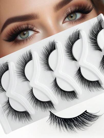 Youyibei 5 Pairs New Cat Eye Lashes, Thin & Long, Extended Outer Corner, Soft & Natural Looking False Lashes,Faux Mink Eyelashes,Volume Makeup Eyelashes For Daily Party Wear, Makeup Strip Lashes,Lashes,Eyelashes,Fake Lashes