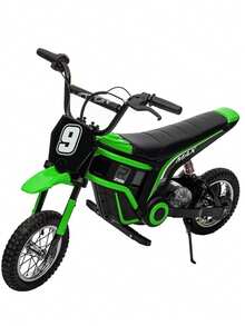 Moto de Cross Eléctrica 24V para Niños y Adolescentes, Motor Potente de 350W con 3 Modos de Velocidad (Hasta 23 km/h), Suspensión por Amortiguador y Tracción Trasera, Regalo para 8-14 Años - Verde - Ver 7