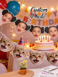 LICVIC Custom Photo Face Banner Party Decor, Personalized Funny Head Garland For Birthday Celebration And Home Party Vibes, Customized Photo Flag Display For Friends Gatherings, Customizable Atmosphere Banner Gift For Party Decor And Photo Props, Kids Decor, 90s Retro Vibe - Style a - View 1