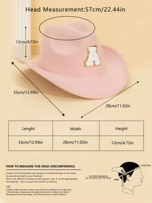 1pc Unisex Children's Letter Decor Pink Felt Brimmed Hat, 26 Letters Available, American Western Cowboy Style, Outdoor Casual Sun Hat For All Seasons, Suitable For Daily Wear, Parties, Outdoor Activities, Children's Gift - Pink - View 9