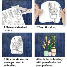 Pre-Printed Embroidery Stabilizer Stickers Ins Style Potted Plant Vase Pattern Self-Adhesive Water-Soluble Non-Woven Fabric For Beginners - A - View 8