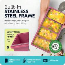 Silicone Freezer Trays With Lids, 2 Cup 1 Cup Soup Container Style Cube Trays, Easily Prepare Portioned Meals, Great Storing Soups, Leftovers, Sauces And Other Dishes, Dishwasher, Oven - 酒紅色 - 查看 3