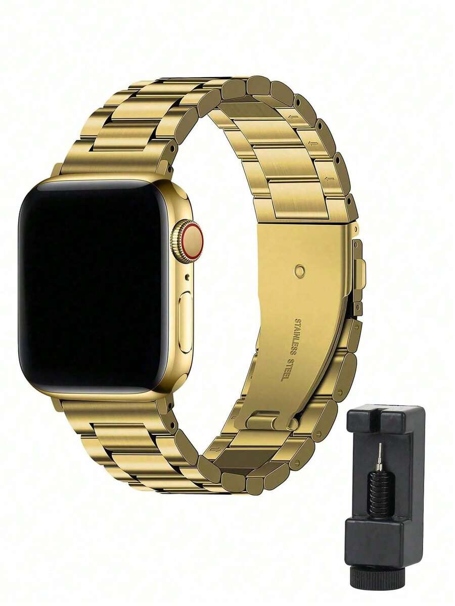 Huastonband 1件夏季新款金色不鏽鋼可調節錶帶，適用於 Ultra 2 1 系列 SE S9 8 7 6 5 4 3 2 1 系列配件，男女通用禮物替換智能手錶 38mm 40mm 41mm 42mm 44mm 45mm 49mm（不含手錶）