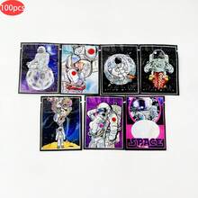100个装混合卡通图案可重复密封拉链式铝箔袋，7*10厘米，可重复密封防异味储物包装袋，3D激光彩虹全息包装袋，礼品包装袋，防异味拉链袋，适用于各种节日等场合 - 彩色 - 查看 18