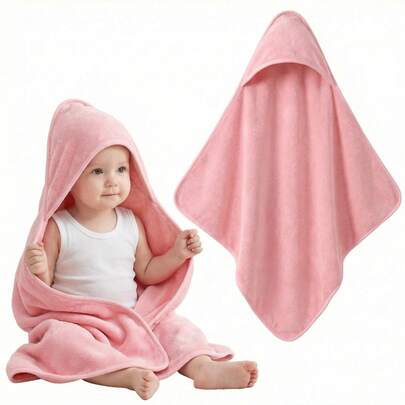 Coral Fleece Absorbent Hooded Cloak Bathrobe Blanket For Children, Newborn Baby Swaddle Wrap