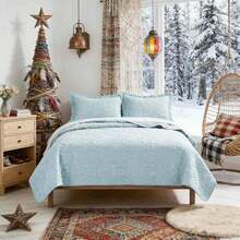 3 Pcs Bed Comforter Set,Queen Comforter Set,Edredones Para Cama Queen Size Quilt Bedding Set,White Lightweight Microfiber Quilt,Modern Geometric 3-Piece Set(1 Quilt+2 Pillow Shams) Queen/Full 90''X96'' Soft Skin-Friendly Breathable Fluffy Cozy Lightweight All-Season Holiday Bedding For Bedroom Living Room Home Dorm Office Decor - Baby Blue - View 3