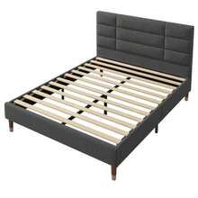 Upholstered Bed, Double Bed With Storage Compartment And Slatted Base, 140x200cm Upholstered Bed Frame With Headboard, For Adults And Teenagers, (With Spring Mattress) - 灰色 - 查看 10
