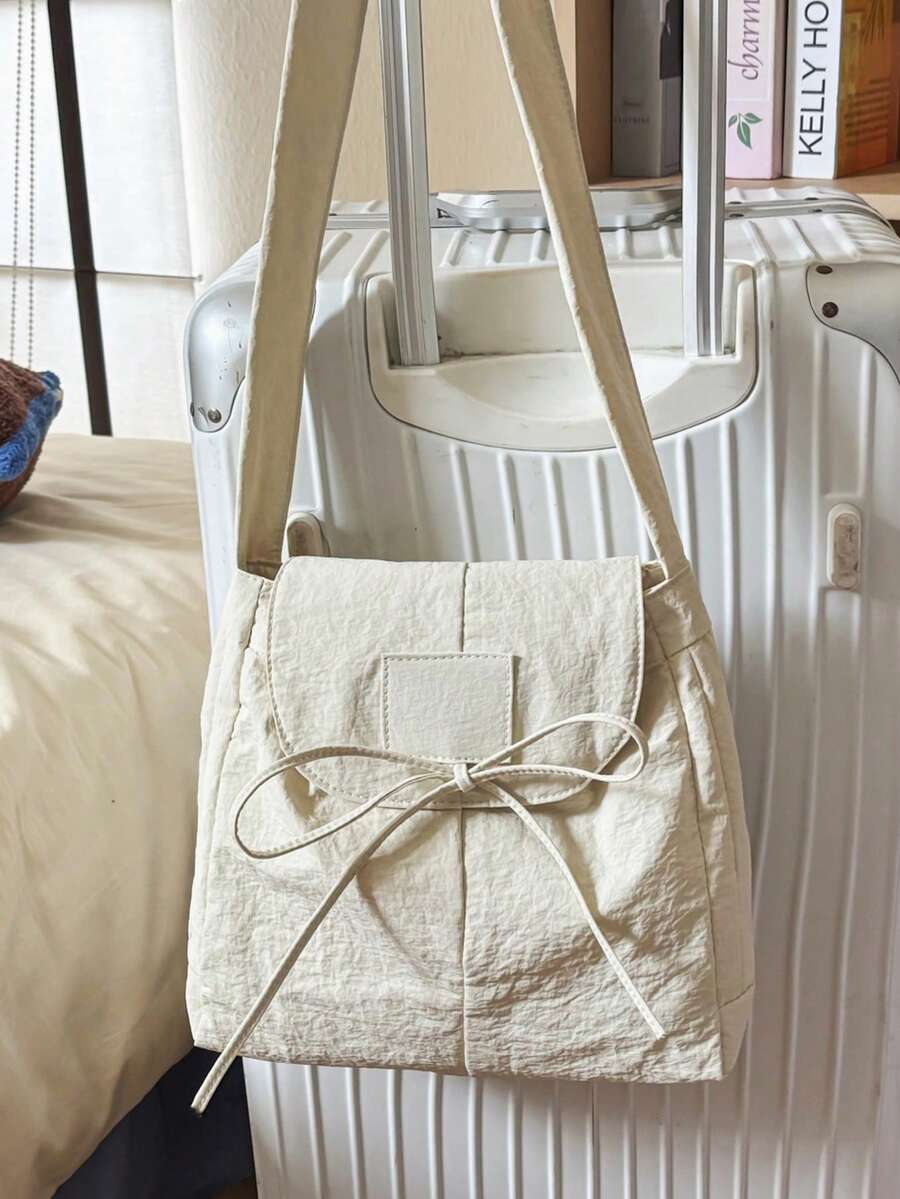 Quilted Cloud Pleated Shoulder Bag Handbag For Women - White - View 1